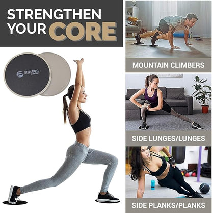 Limm Core Sliders for Working Out - Exercise Sliders Fitness, Stability, Ab, Legs & Full Body (Set of 2) - Bonus Carry Bag & Workout Ebook - Gym Gliding Disc Pads for Hardwood, Carpet & More