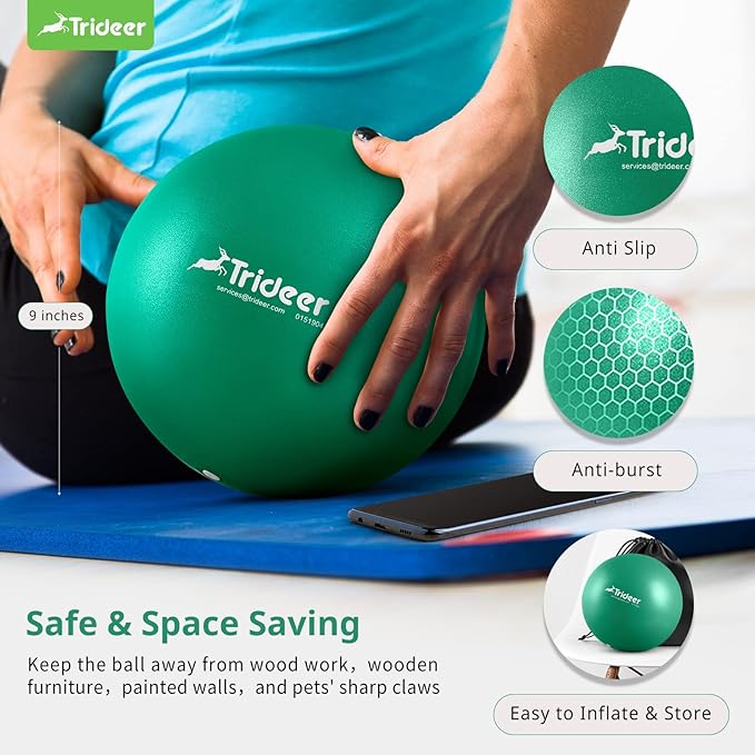 Trideer Exercise Balls Physical Therapy, 9 Inch Pilates Ball Between Knees for Physical Therapy, Mini Exercise Ball - Yoga Ball, Small Workout Balls for Core Strength and Back Support