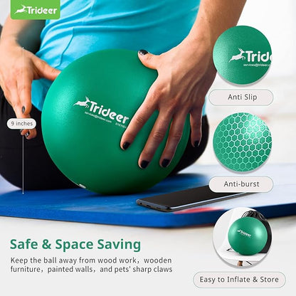 Trideer Exercise Balls Physical Therapy, 9 Inch Pilates Ball Between Knees for Physical Therapy, Mini Exercise Ball - Yoga Ball, Small Workout Balls for Core Strength and Back Support