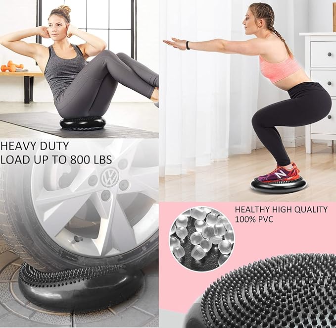 3-Pack Wiggle Seat Wobble Cushion with Pump, Stability Balance Disc for Core Strengthening, Exercise and Therapy, for Adults & Kids (8 Color)