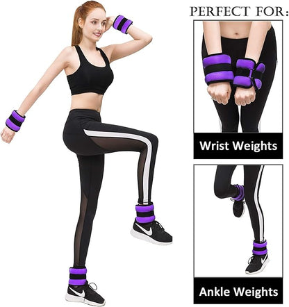 Ankle/Wrist Weights, Small Leg Arm Hand Cuff Weights for Women Kids, Exercise Equipment with Adjustable Straps for Fitness Gym Dancing Walking Jogging Gymnastics Aerobics (1 Pair)