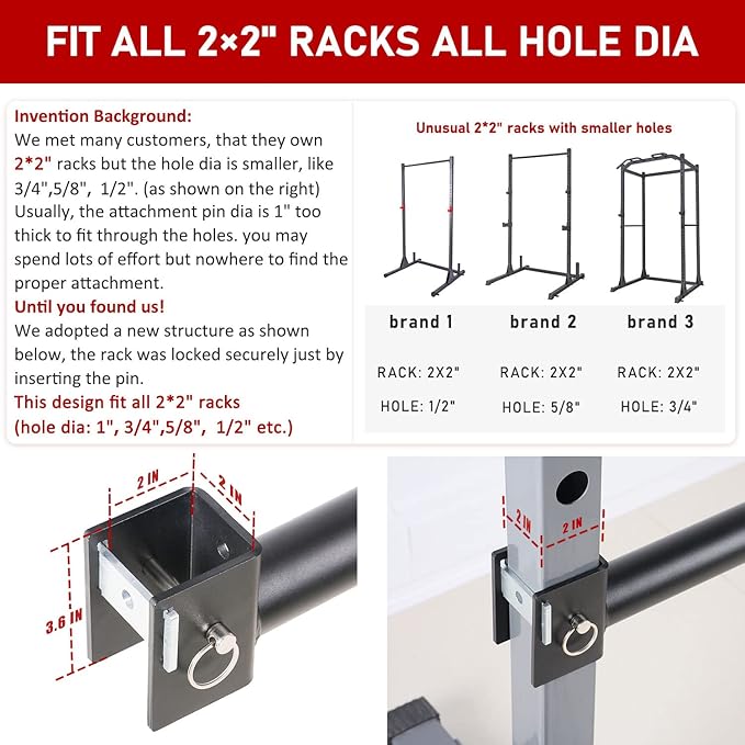 SYL Fitness Olympic Weight Plates Holder Power Rack Attachment Weights Storage Rack, Fit 2x2 & 3x3 inch Square Tube