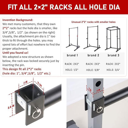 SYL Fitness Olympic Weight Plates Holder Power Rack Attachment Weights Storage Rack, Fit 2x2 & 3x3 inch Square Tube