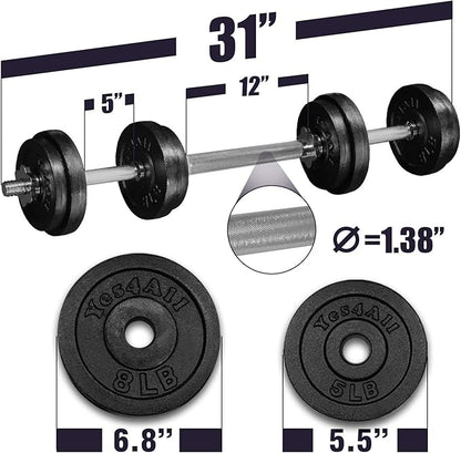 Yes4All Adjustable Dumbbells Barbell/Hexagon Barbell Weight Set 44 lbs/66 lbs for Full Body Workout, Strength Training