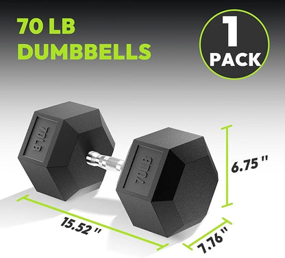 Hex Dumbbell Set, 3-100 lb Rubber Encased Exercise & Fitness Dumbbells, Weights Dumbbells Set of 2, Hand Weight for Strength Training (Single, Pair, Set)