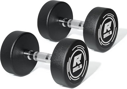 Ritfit 5-250 LBS PVC Encased Round Dumbbell sets with Knurled Handle and Optional Rack, Strength Training Equipment for Home Gym