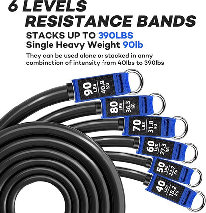 Heavy Resistance Bands for Working Out, NITEEN Resistance Bands with Handles Weight Exercise Bands for Men Women, Workout Bands with Door Anchor and Ankle Straps Strength Training Equipment