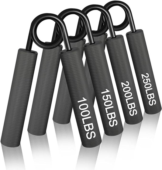 Grip Strength Trainer 4 Pack (100,150,200,250lbs), Metal Hand Grip Strengthener, No Slip Heavy-Duty Forearm Strengthener Hand Gripper for Strength Training and Hand Rehabilitation