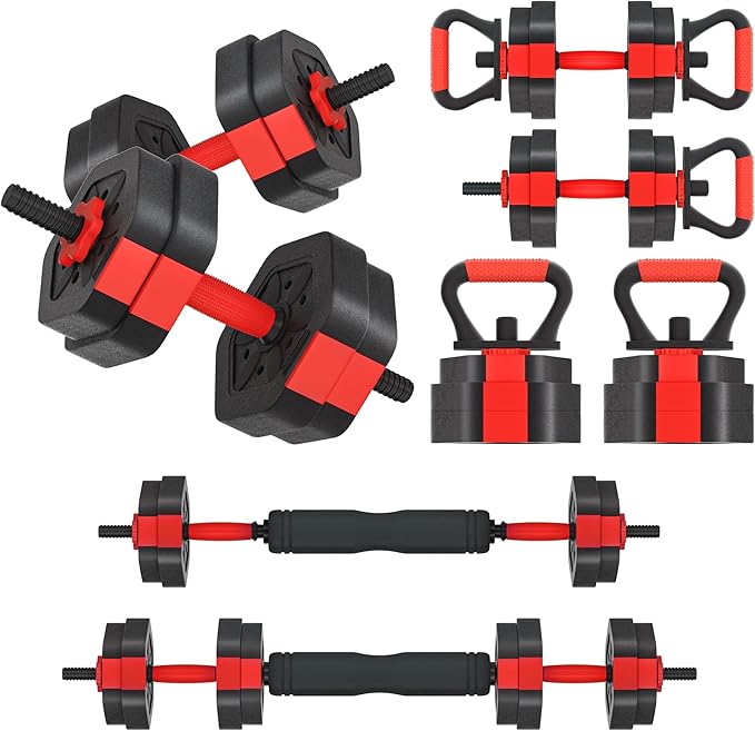 VIVITORY Dumbbell Sets Adjustable Weights, Free Weights Dumbbells Set with Connector, Non-Rolling Adjustable Dumbbell Set, Barbell Weights Set for Home Gym, Hexagon, Cement Mixture