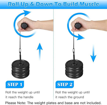 Forearm Wrist Roller Fitness Blaster, Arm Exerciser Wrist Trainer, Forearm Muscle Strength Workouts Tools, Weight Bearing Rope Roller Equipment with Non Slip Cushion, Rope for Dumbbells