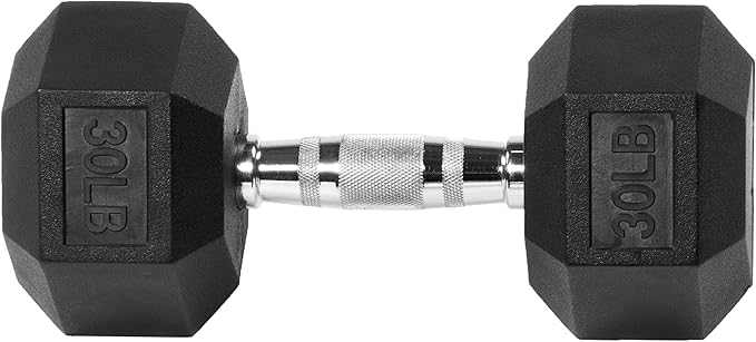 Signature Fitness Rubber Encased Hex Dumbbell, Multiple Sizes