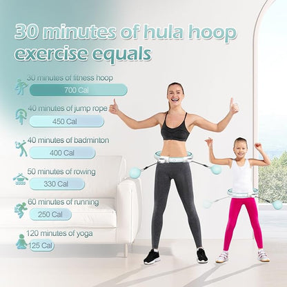 EPEHSPORT Silent Infinity Smart Hoops with Counter 22"-44", Weighted Exercise Hoola Equipment, 2 in 4 Abdomen Fitness Massage,Infinity Hoop Weighted Hula Hoop with Sweat Belt.