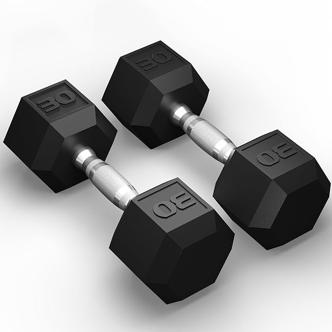 GRETERST Dumbbells Set Rubber Coated Hex Hand Weights Exercise & Fitness for Home Gym Workouts Strength Training Equipment