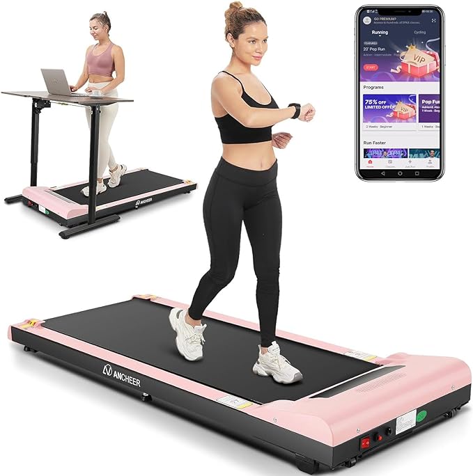 ANCHEER 2 in 1 Under Desk Walking Pad Treadmill, 2.5HP Compact Running Machine with Remote Control, 300lbs Weight Capacity for Home/Gym/Office,Ultra-Quiet, Installation-Free