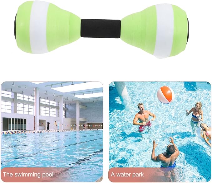 SEWACC Aquatic Exercise Dumbbells 1 Pair Water Aerobic Pool Resistance Dumbbells EVA Floating Water Dumbbell for Swimming (Green)