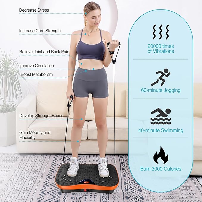 Vibration Plate Exercise Machine Whole Body Workout Vibrate Fitness Platform Lymphatic Drainage Machine for Weight Loss Shaping Toning Wellness Home Gyms Workout for Women Men