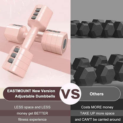 EAST MOUNT Weights Dumbbells Set of 2,Adjustable Dumbells for Women,4 in 1 Free Weights Each 2lb 3lb 4lb 5lb Hand Weights for Home Gym Exercise Training