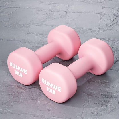 RUNWE Dumbbells Set of 2 - Cast Iron Dumbbell Pairs Options for 1 3 5 7 OR 10 LB Each, Hand Weights Sets Exercise & Fitness Dumbbell Free Weights for Child, Women, Men (Sold in One Pair Not All Sets)