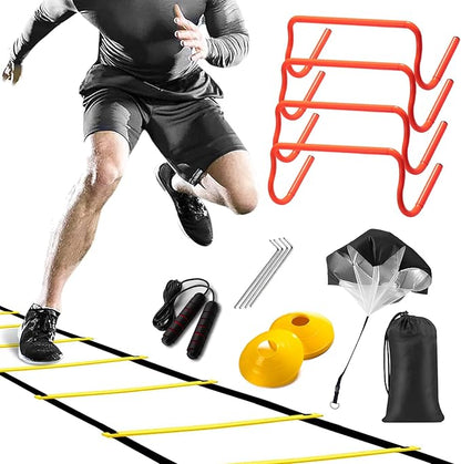 Football Agility Training Equipment 12 Agility ladders,4 Agility Hurdles,12 Disc