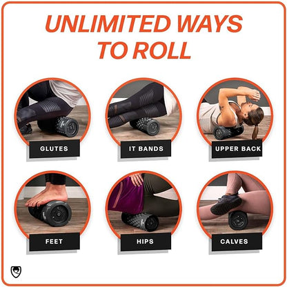 URBNFit Vibrating Foam Roller - Electric Muscle & Back Roller w/ 5 Speeds for Physical Therapy Exercise, Deep Tissue Massage, Post Workout Recovery and Trigger Point Release﻿ - Black