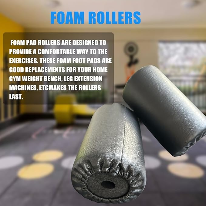 High Density Foam Roller, Replacement Foam Foot Pads for Home Gym Exercise Machines Equipments, Weight Bench Leg Extension Curl Attachment (Leather 7‘’)