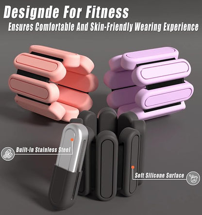 Wrist & Ankle Weights for Women，Premium Silicone Leg Weights for Women，Ankle Weights 2 lbs Set of 2 (1Lb Each)，Adjustable Ankle Weights for Home Gym Workout, Walking,Running,Pilate,Yoga,Exercise,Strength Training.