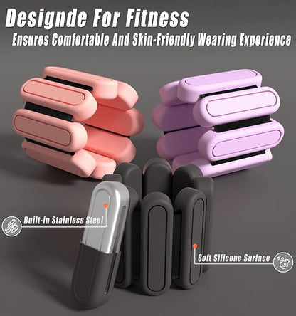 Wrist & Ankle Weights for Women，Premium Silicone Leg Weights for Women，Ankle Weights 2 lbs Set of 2 (1Lb Each)，Adjustable Ankle Weights for Home Gym Workout, Walking,Running,Pilate,Yoga,Exercise,Strength Training.