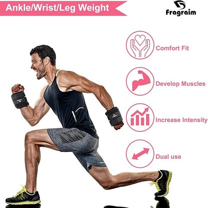 Ankle Weights for Women, Men and Kids - 1/2/3/4/6/8/10/12/15/20 LBS 1 Pair Strength Training Wrist/Leg/Arm Weight with Adjustable Strap for Jogging, Gymnastics, Aerobics, Physical Therapy