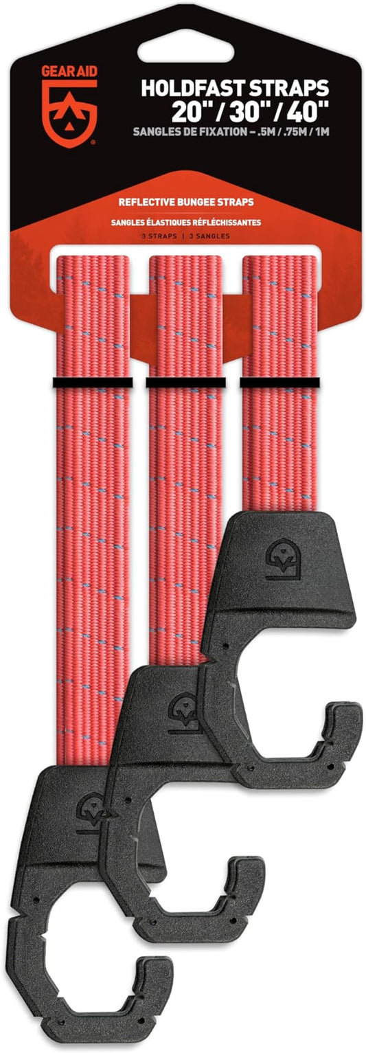 GEAR AID Holdfast Bungee Strap, Organize Your Garage and Gear for Biking, Camping, Hunting, Exercise, Paddling and More, Orange Reflective