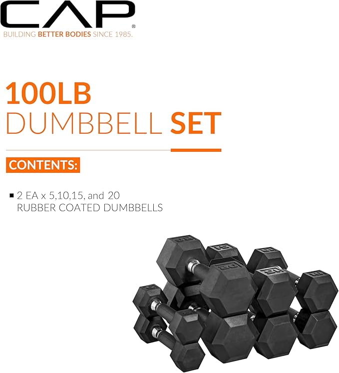 CAP Barbell Coated Dumbbell Set 50lbs, 100lbs, 100lbs, 150lbs 150lbs |