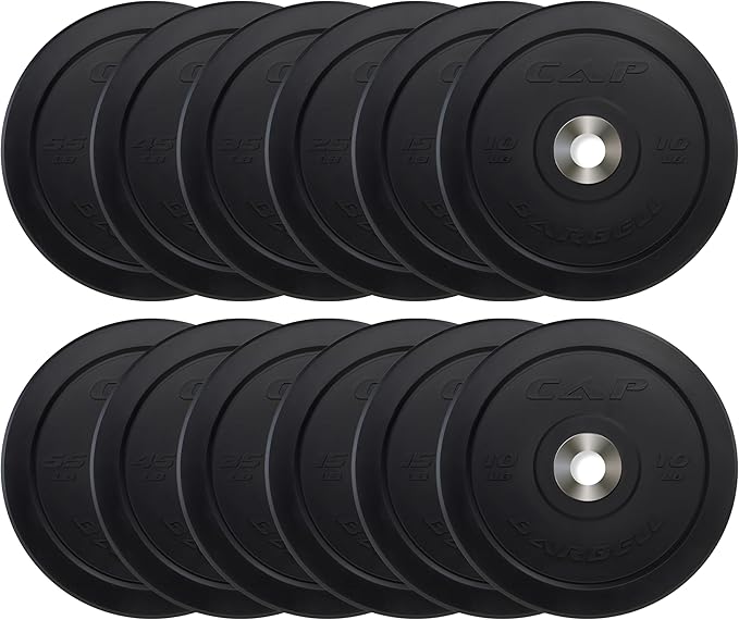 CAP Barbell 2-Inch Olympic Bumper Plate Weight Set | 100-370 lbs | Multiple Options