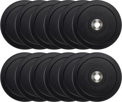 CAP Barbell 2-Inch Olympic Bumper Plate Weight Set | 100-370 lbs | Multiple Options