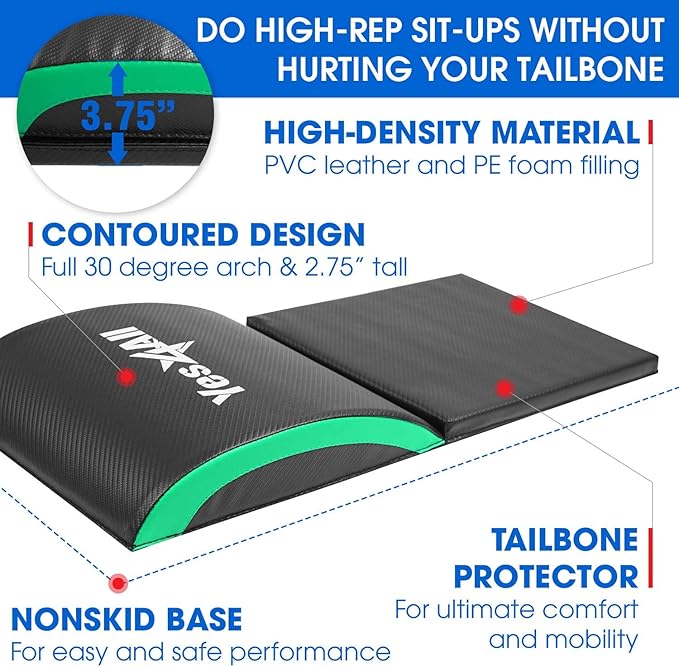 Yes4All Ab Mat Tailbone & No Tailbone, Foldable Abdominal Exercise Sit Up Support Pad for Core Training and Lower Back