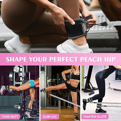 Ankle Resistance Bands with Cuffs, Resistance Bands for Working Out, Resistance Bands for Leg, Booty Workout Equipment for Kickbacks Hip Fitness Training, Kickback Strap for Glute Women