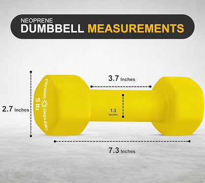 Neoprene Dumbbell Set of 2, Non-Slip, Hex Shape, Free Weights Set for Muscle Toning, Strength Building, Weight Loss - Portable Weights for Home Gym Hand Weight