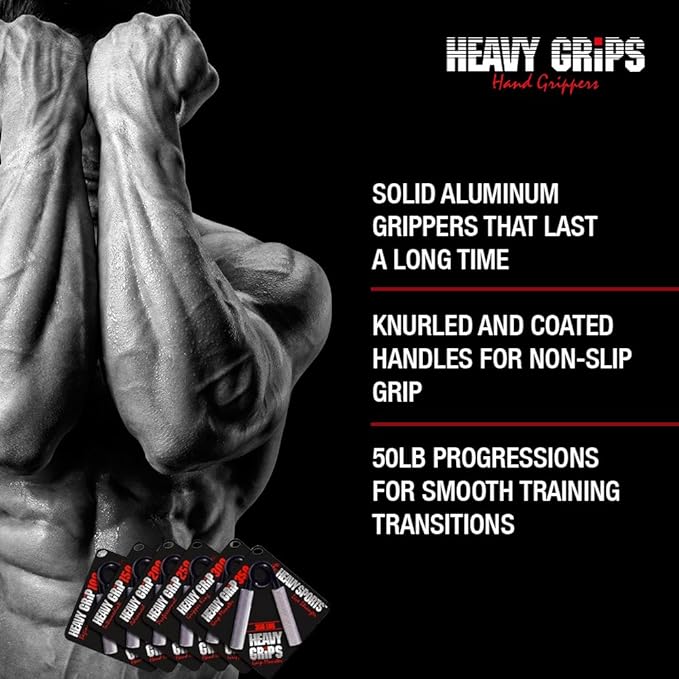 Heavy Grips Hand Grippers - Set of 3 Non-Slip - 100lb, 150lb, 200lb – Effectively Train Your Hand Grip Strength - Targeted Forearm, Wrist & Hand Exercises – Advanced Hand Grip Strengtheners