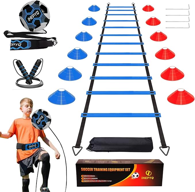 Soccer Agility Training Equipment Set 12 Rung 20Ft Agility 12 Disc 4 Steel