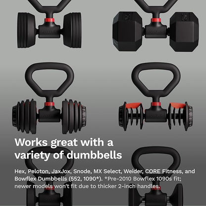 Jayflex Hyperbell Dumbbell Converter - Convert Dumbbells to Barbell Set and Kettlebell for Home Fitness - Adjustable & Up to 200 lb Capacity Weight Barbell for Weight Lifting