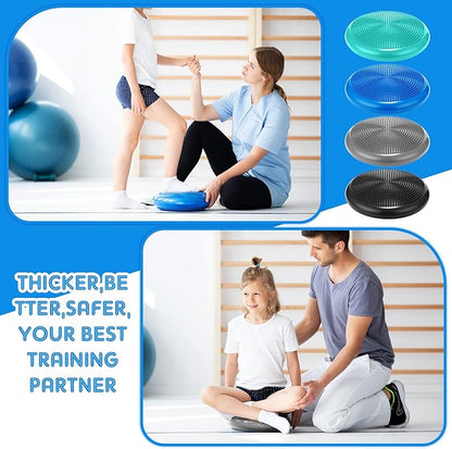 Sotiff 4 Pcs Wiggle Seat Flexible Inflated Wobble Cushion Stability Balance Pad Balance Disc Sensory Seat for Kids Men Women Physical Therapy Fitness Exercise Home School 13.4 Inch