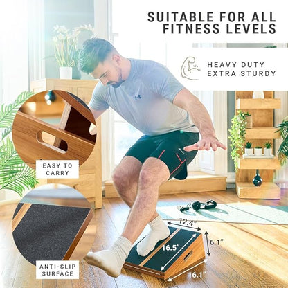 Professional Slant Board & Calf Stretcher - Foldable Wooden Slant Board for Squats - Adjustable Incline Board for Calf Stretching