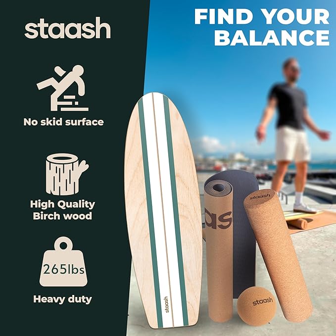 STAASH® Balance board trainer - incl. full accessories - Mate + FREE Videos Training Program