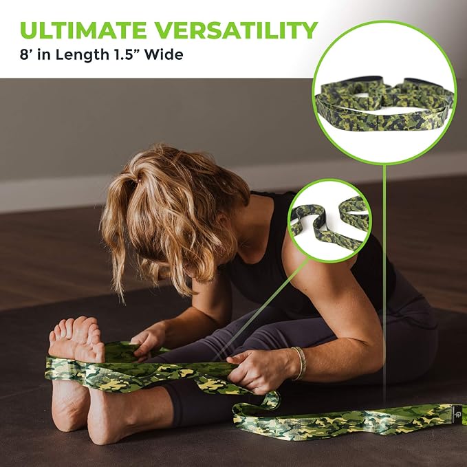 Gradient Fitness Stretching Strap for Physical Therapy, 12 Multi-Loop Stretch Strap 1.5" W x 8' L, Neoprene Handles, Physical Therapy Equipment, Yoga Straps for Stretching, Leg Stretcher