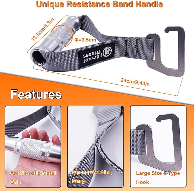 J Bryant Fitness Resistance Band Exercise Bar with Handles Large Hook Heavy Duty Short Bar Squats Full Body Strength Training Portable Home Workout Equipment