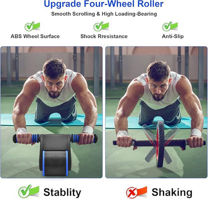 Automatic Rebound Abdominal Wheel, Ab Roller Wheel with Automatic Rebound Assistance Resistance Springs Ergonomic Handle, Abdominal Wheel Roller with Knee Pads, Ab Wheel Roller for Core Workout…