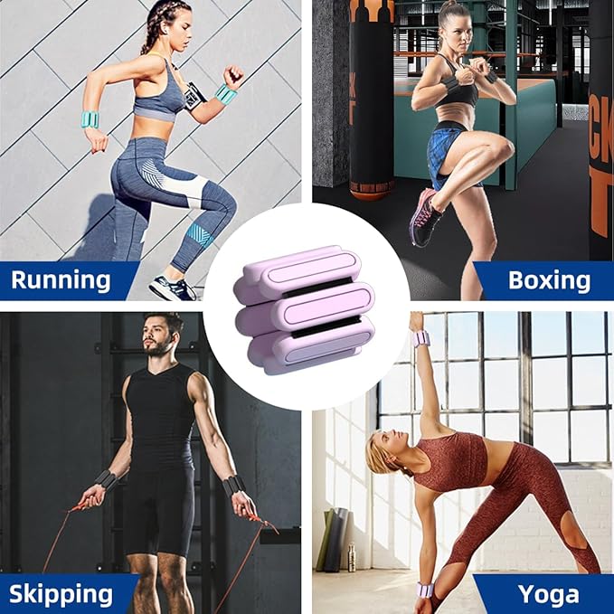 GLEAP Wearable Ankle & Wrist Weights for Women - 2LB Silicone Pilates Bracelet Weights Set of 2(1LB Each), Adjustable Arm & Leg Weights for Pilates, Yoga, Walking, Gym, Dance