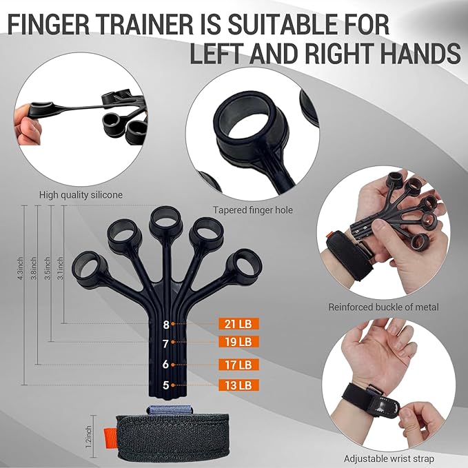 Hand Grips Strengthener, Forearm Strength Trainer- Adjustable Resistance 11-220Lbs Hand gripper with Counting,Finger Exerciser,Hand Extension Exerciser for Muscle Building and Injury Recover Combo Set