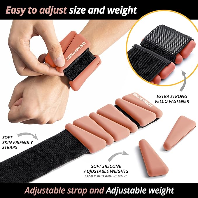 Wrist & Ankle Weights, Adjustable Bands for Women & Men Workouts, Set of 2 (1lb or 2lb each / 1kg or 2kg total). For Running, Jogging, Walking, Yoga, Dance, Pilates, Aerobics, Strength Training