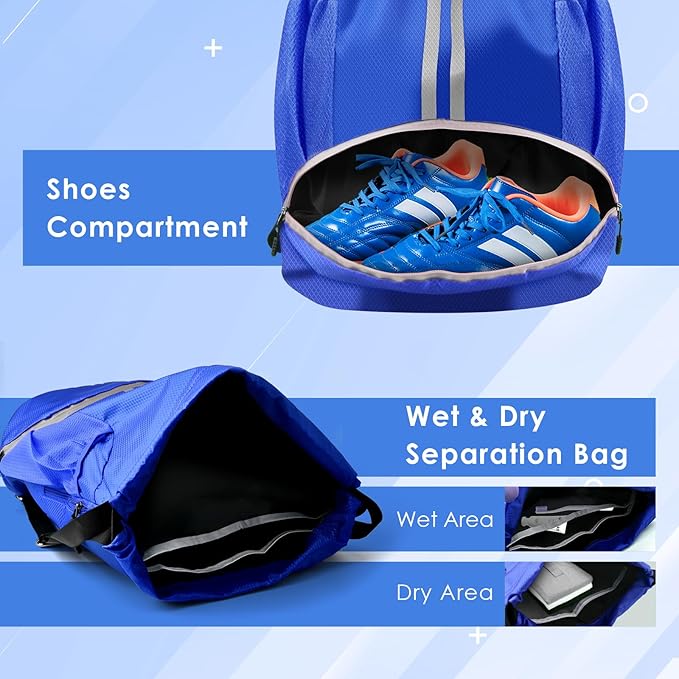 BROTOU Soccer Bags, Football Backpack, Volleyball Bag, Drawstring Soccer Backpack with Ball and Shoe Compartment