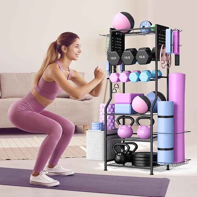 Dumbbell Rack, Home Gym Storage for Dumbbells Kettlebells