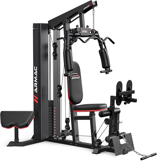 Home Gym, Multifunctional Home Gym Equipment for Leg Press, 150LBS Weight Stack Machine, Workout Station with Pulley System for Full Body Training